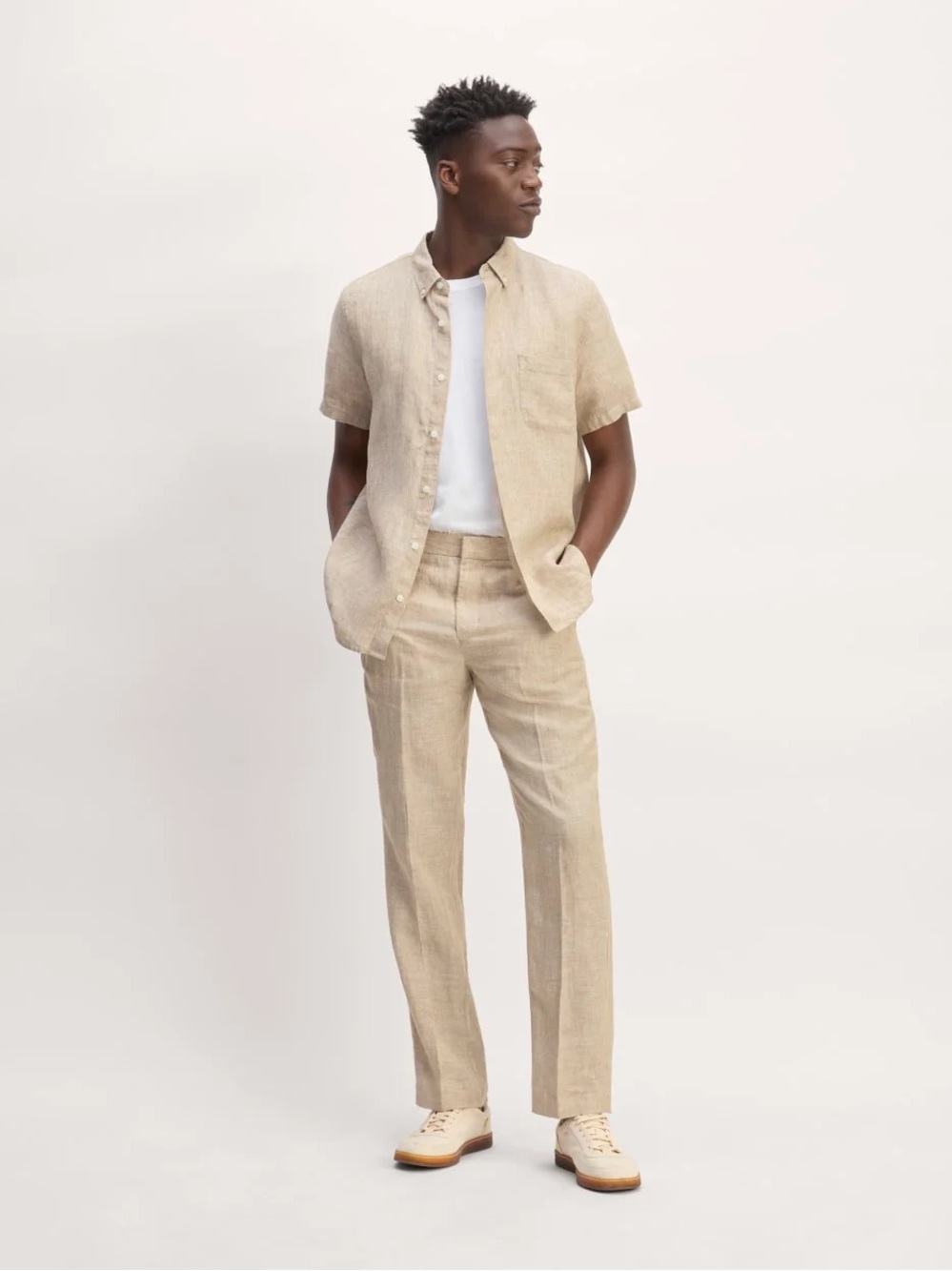 Everlane The Linen Trouser Cornstalk Chambray 34x30 Straight Leg NWT
